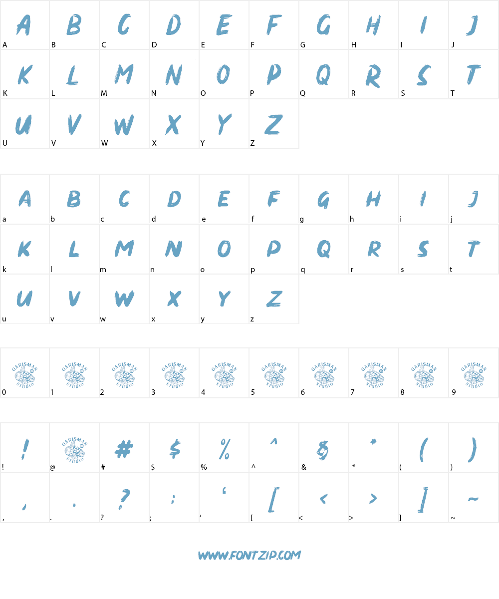 Dirty Brush Font Character